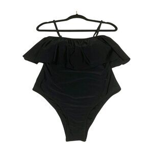 XOXO Sugar Coast by Lolli Swim Black Ruffle One Piece Medium NWT